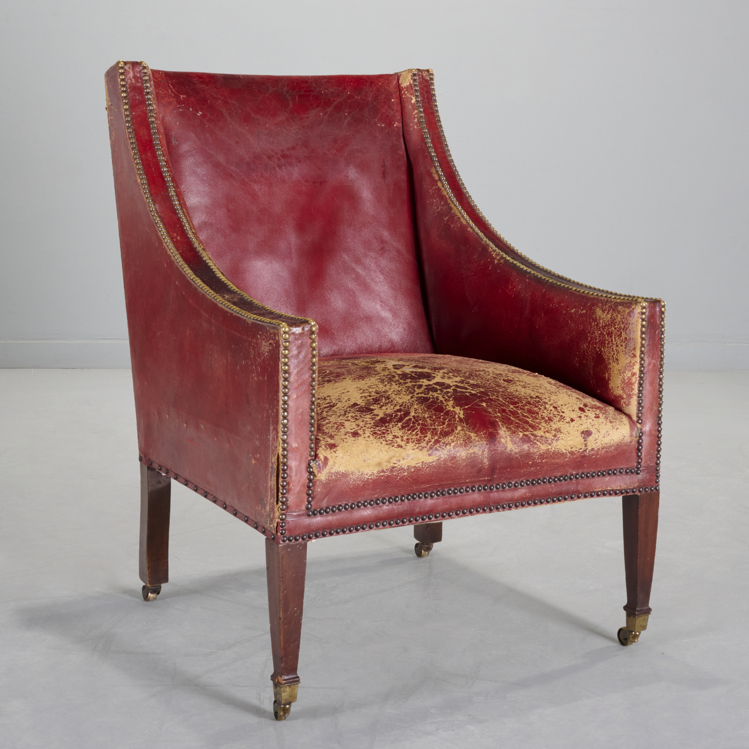 NICE EDWARDIAN TACKED RED LEATHER