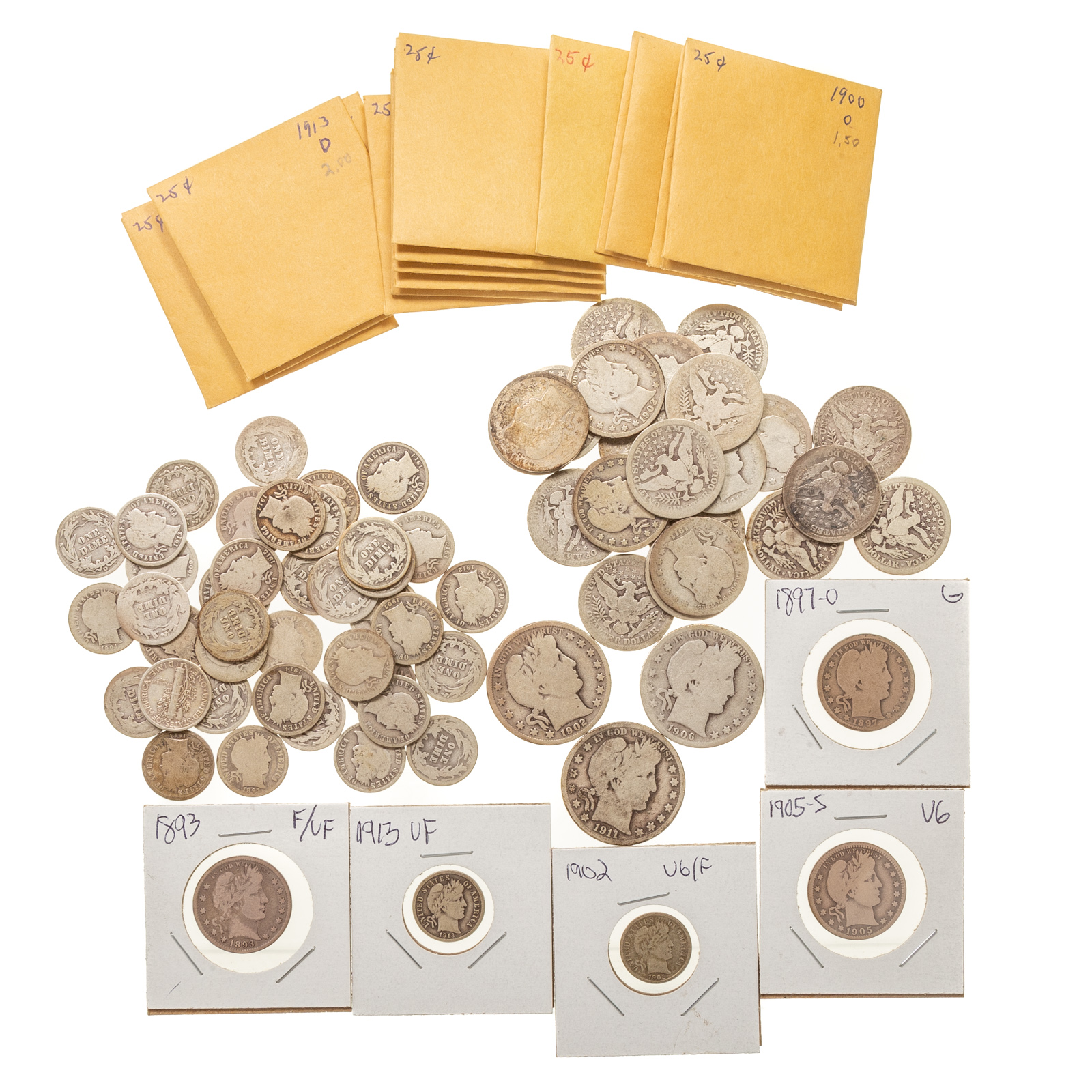 NICE GROUP OF BARBER DIMES,