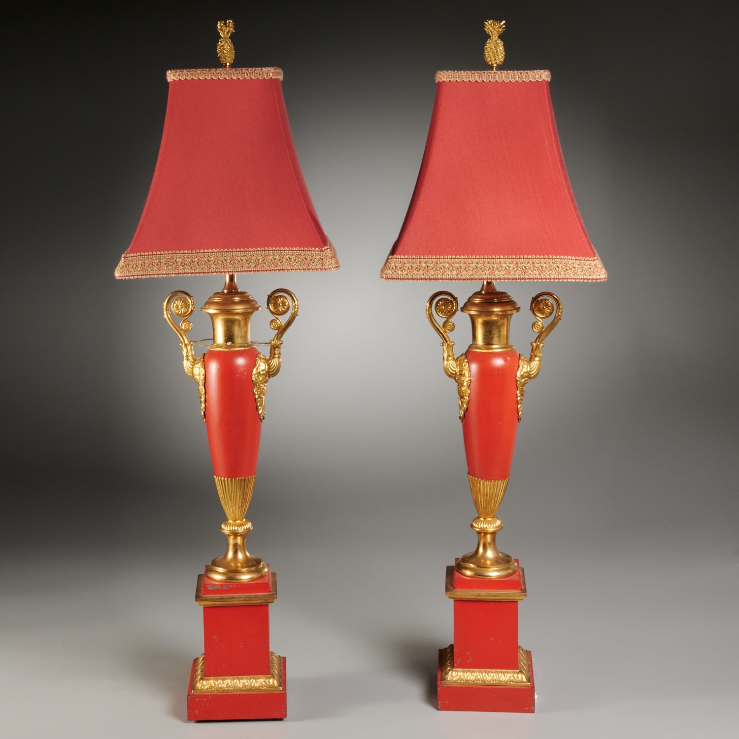 NICE PAIR EMPIRE TOLE AND GILT