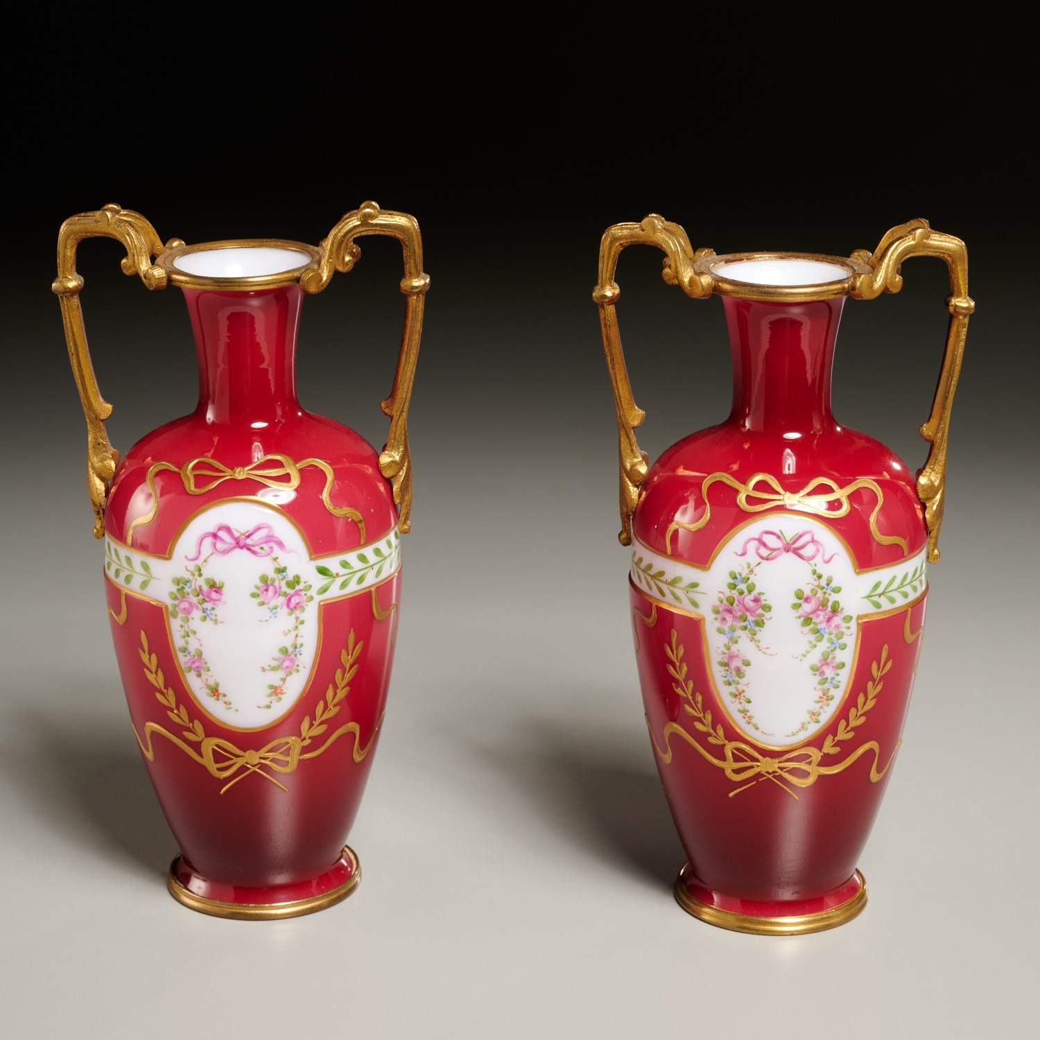 NICE PAIR FRENCH CASED OPALINE