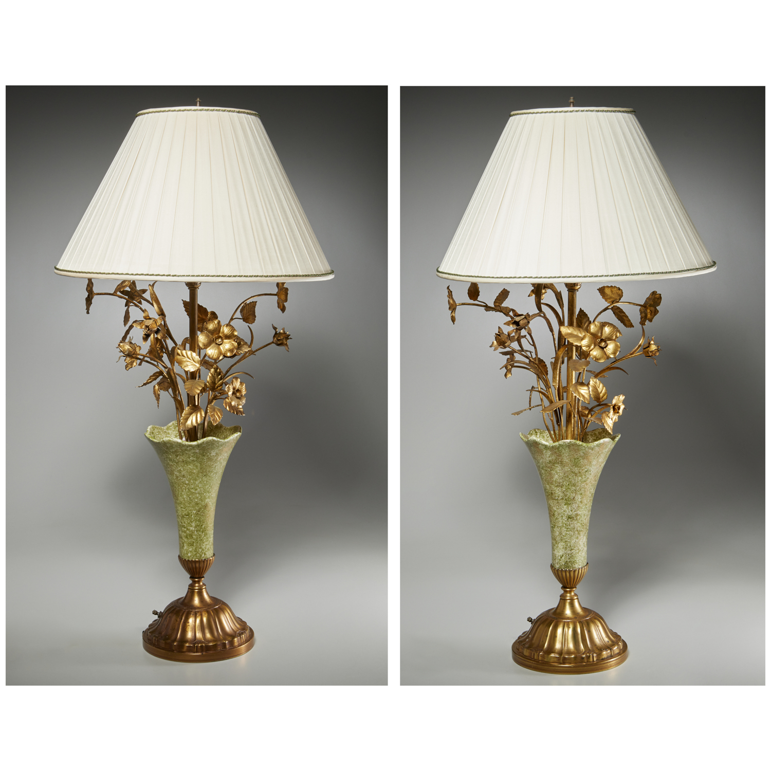 NICE PAIR ITALIAN GILT METAL FLORAL