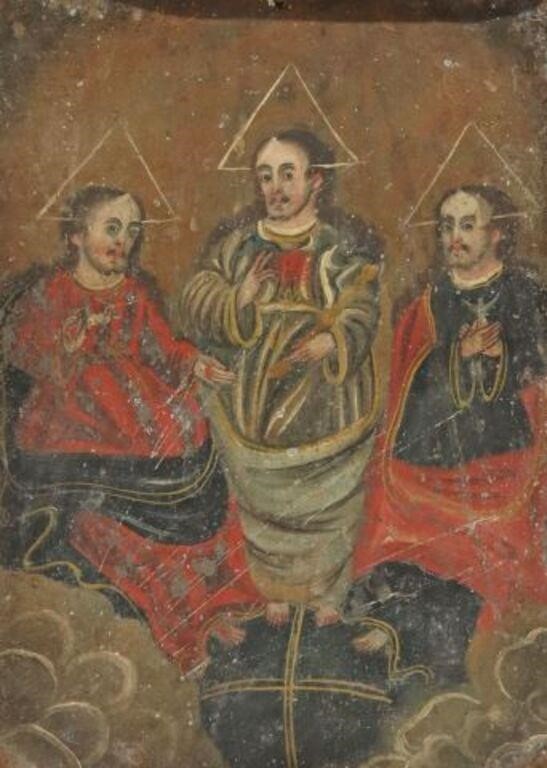 NICHO FRAMED OIL ON TIN RETABLO,