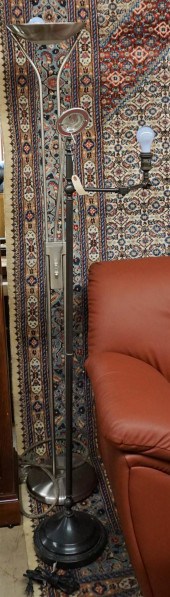 NICKEL PLATED FLOOR LAMP AND B