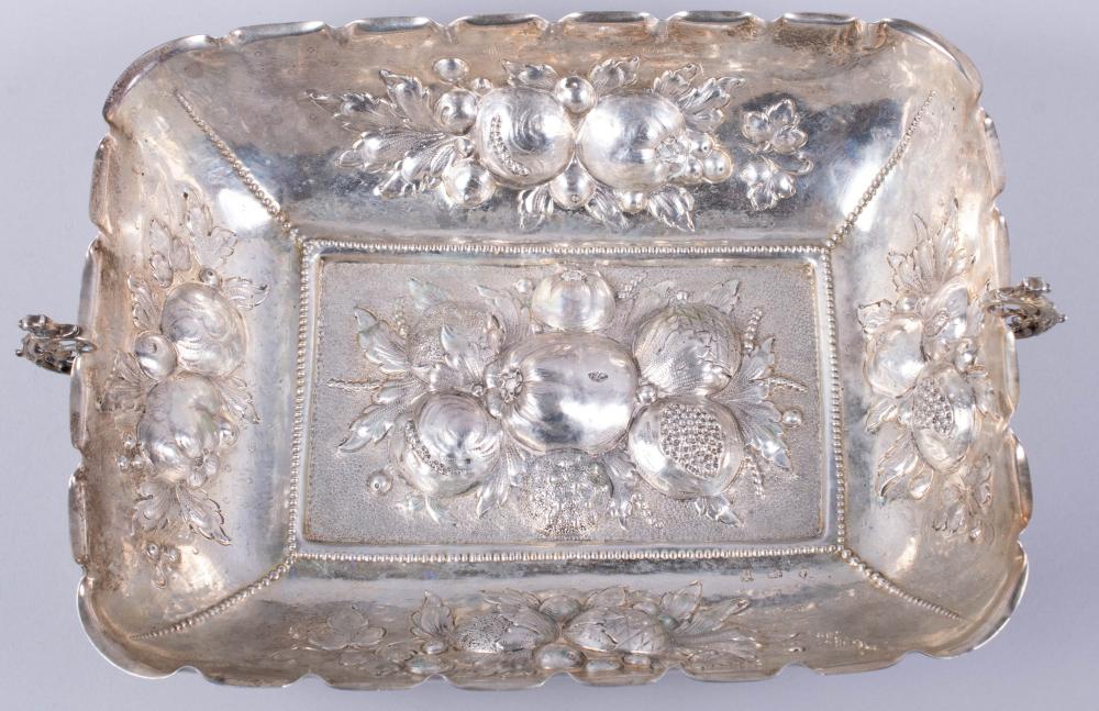 NICKEL SILVER REPOUSSE FRUIT BOWL
