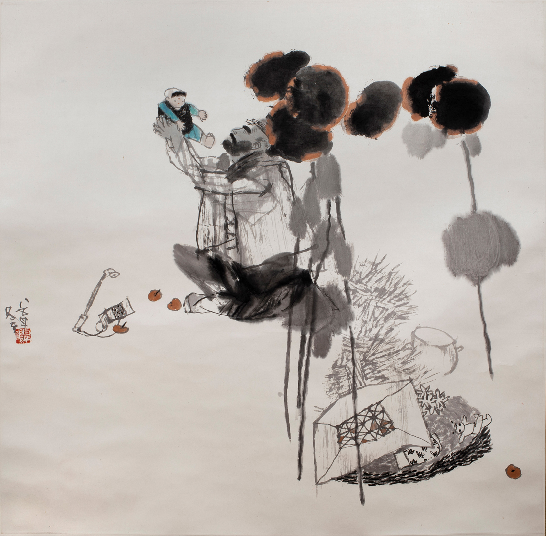 NIE OU (B. 1948) FATHER AND SON Nie