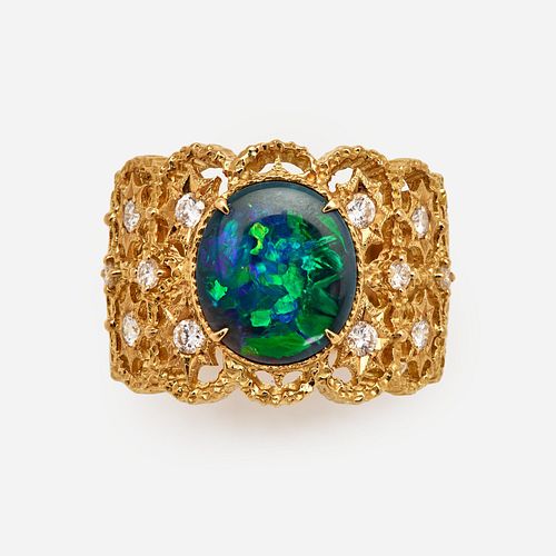 NIGHT SKY RING WITH BLACK OPAL