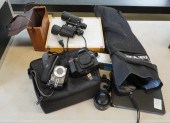 NIKON CAMERA, PAIR OF BINOCULA