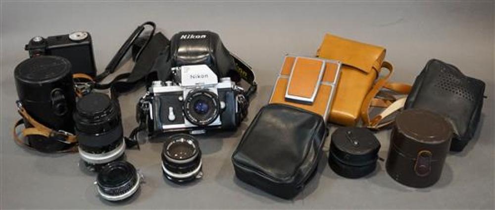 NIKON F CAMERA AND VINTAGE CAMERA