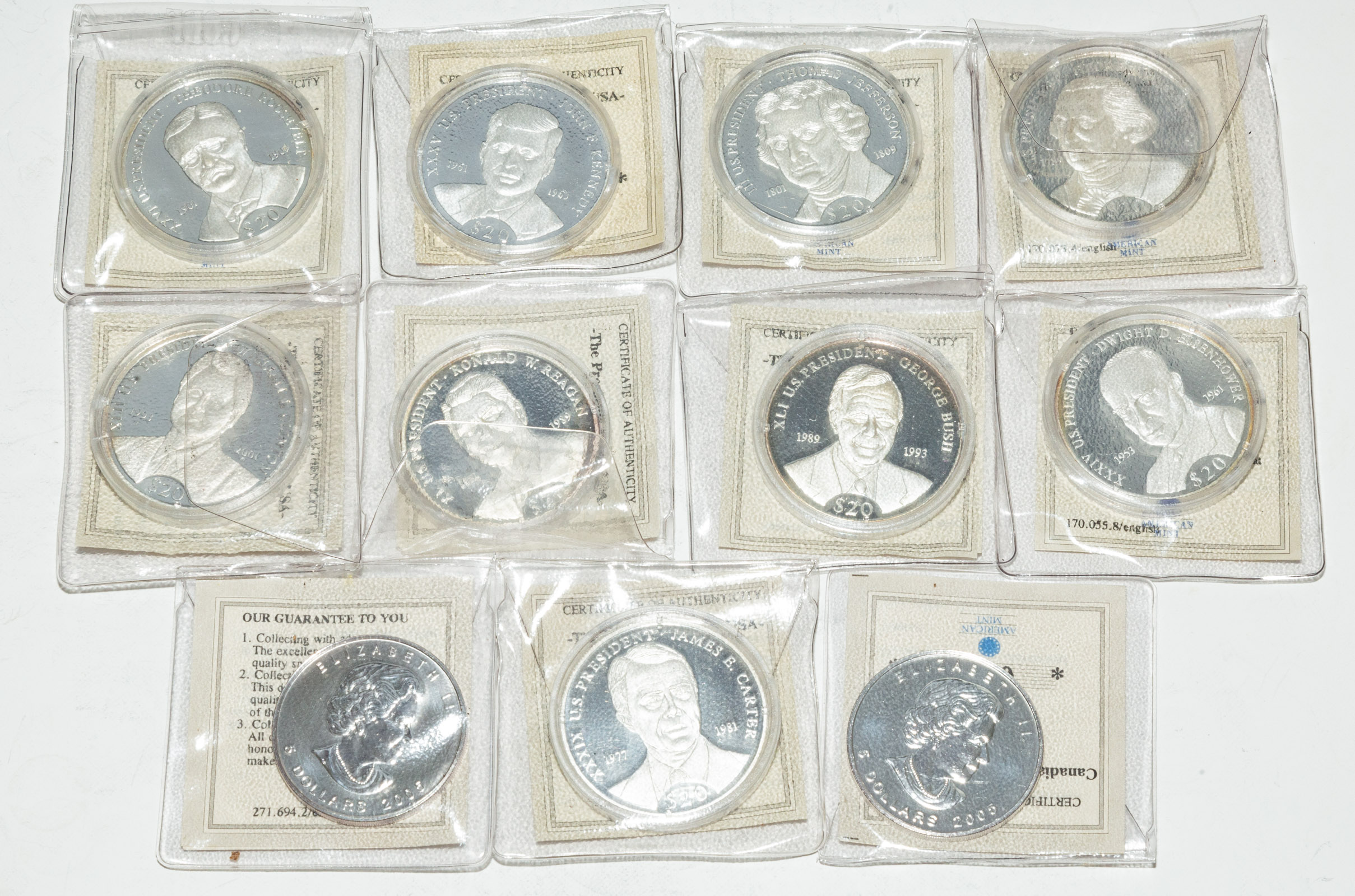 NINE .999 SILVER MEDALS & TWO