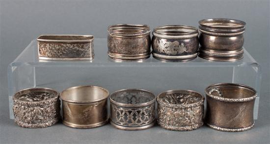 Nine American sterling silver