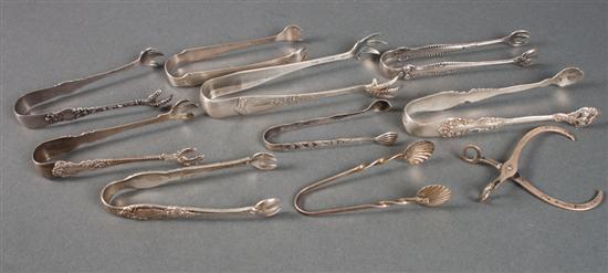 Nine American sterling silver sugar