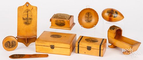 NINE AMERICAN VIEW MAUCHLINE WARE