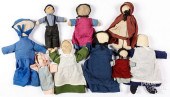 NINE AMISH CLOTH DOLLS, EARLY