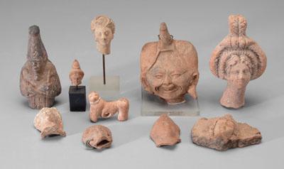 Nine ancient terracotta