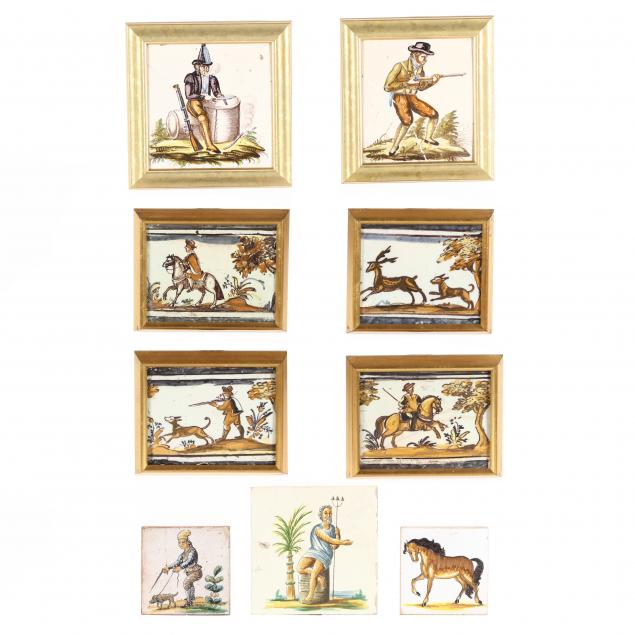 NINE ANTIQUE CONTINENTAL POLYCHROME