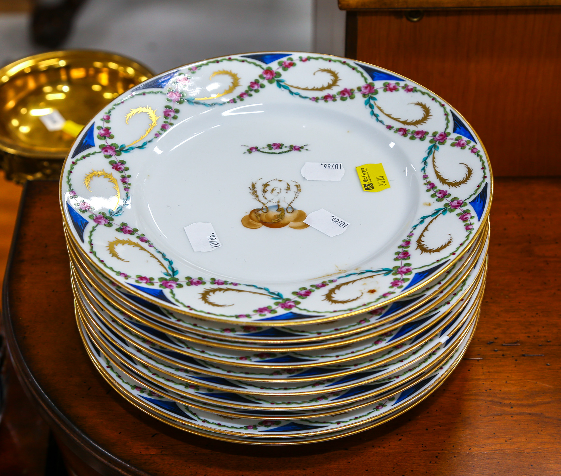 NINE ANTIQUE FRENCH PLATES 9 3/4
