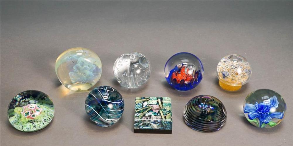 NINE ART GLASS PAPERWEIGHTSNine Art