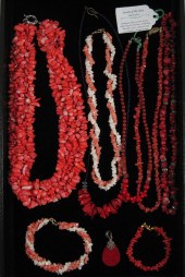 NINE ARTICLES OF CORAL JEWELRY