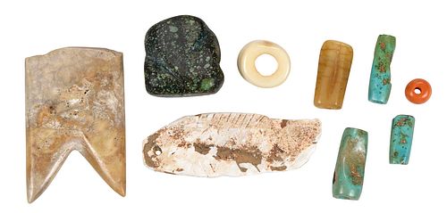 NINE ASIAN BEADS AND