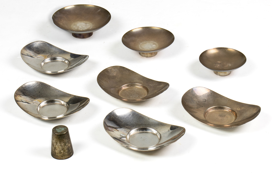 NINE ASIAN SILVER TABLE ARTICLES