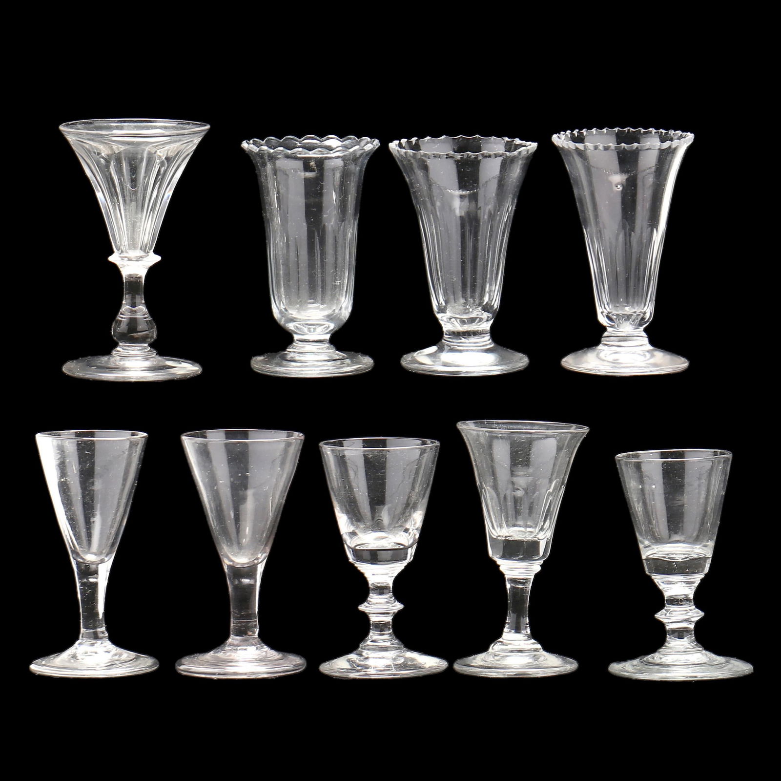 NINE ASSORTED ANTIQUE CORDIAL