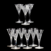 NINE ASSORTED ANTIQUE WINE GLA