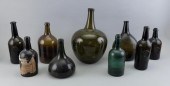 NINE ASSORTED BLOWN GLASS BOTT