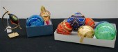 NINE ASSORTED GLASS AND CLOTH