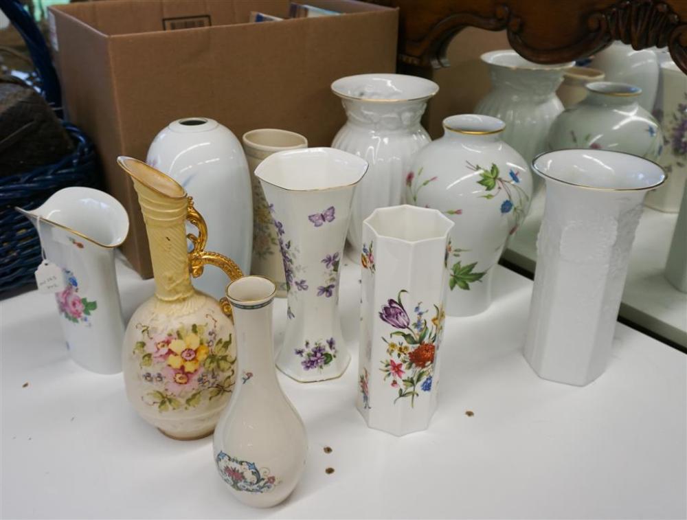 NINE ASSORTED PORCELAIN VASES AND A