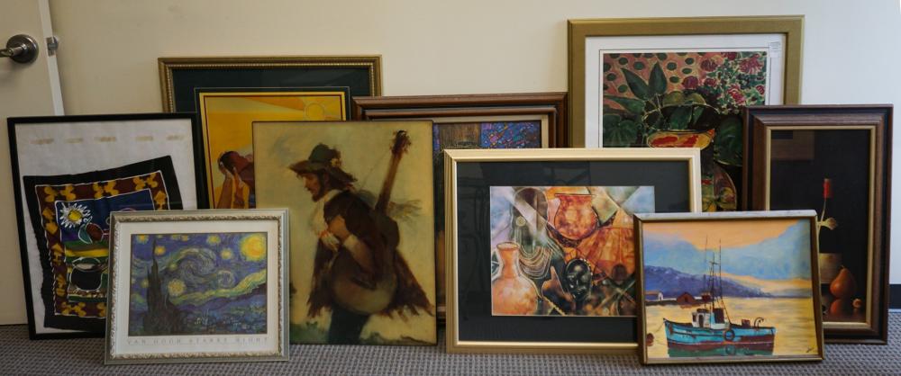 NINE ASSORTED WORKS OF ARTS,
