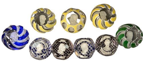 NINE BACCARAT GLASS PAPERWEIGHTS,