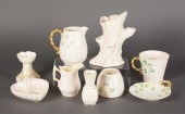 Nine Belleek glazed parianware