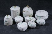 NINE BELLEEK SHAMROCK LIDDED J