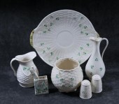 NINE BELLEEK SHAMROCK TABLE IT
