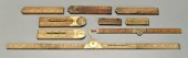 Nine brass-mounted folding rul