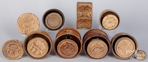 NINE BUTTERPRINTS, 19TH C.Nine