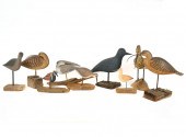 NINE CARVED & PAINTED WOOD BIR