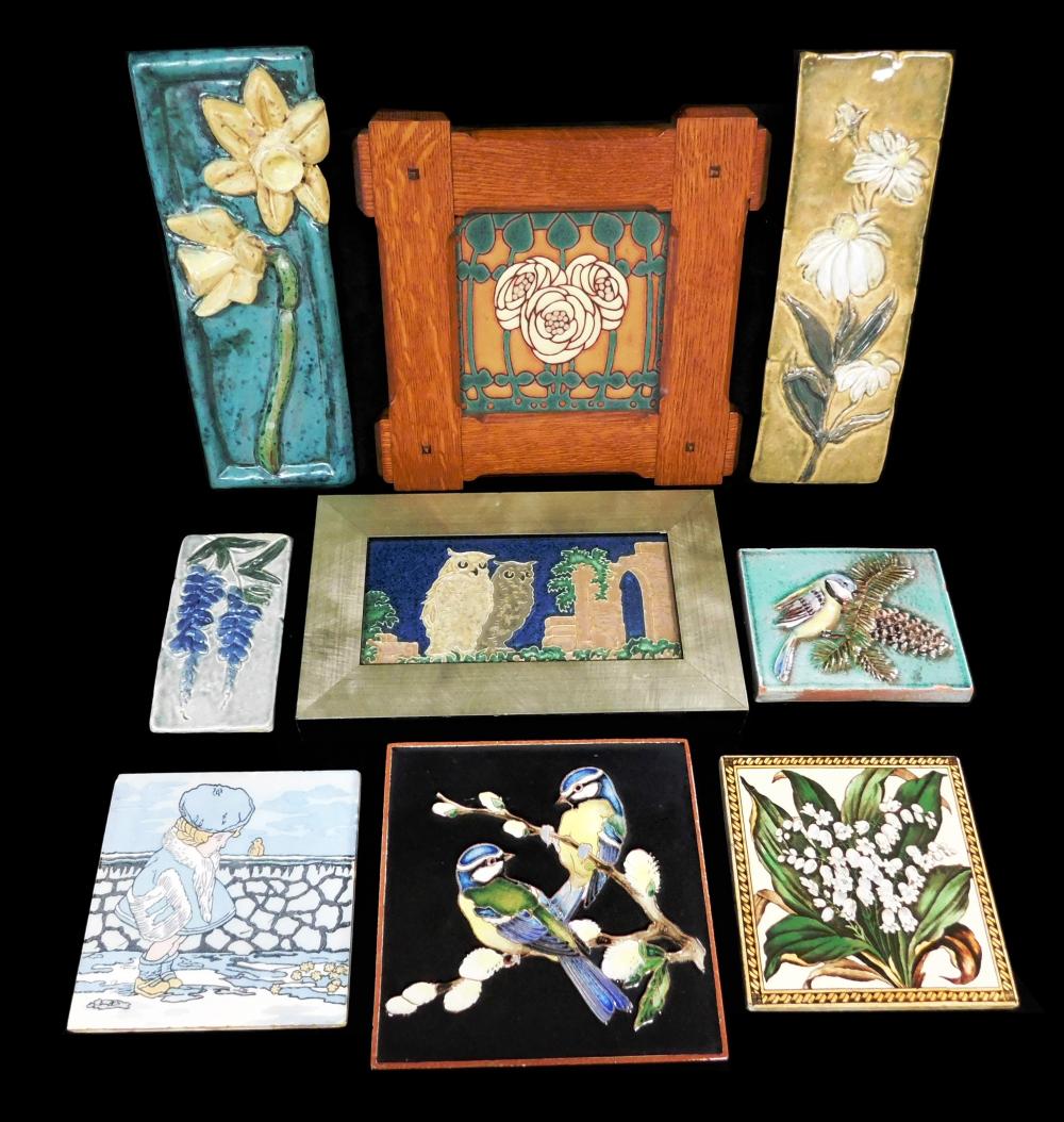NINE CERAMIC TILES, AMERICAN,