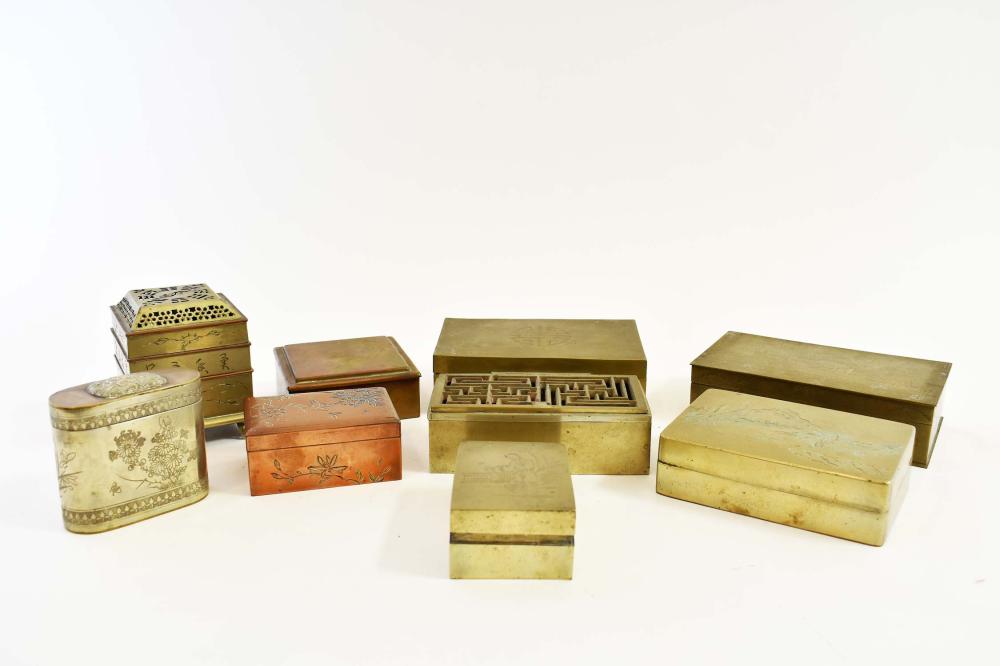 NINE CHINESE BRASS AND COPPER