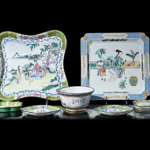Nine Chinese Canton Enamel on