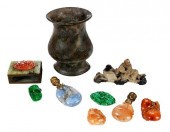 NINE CHINESE CARVED STONE AND