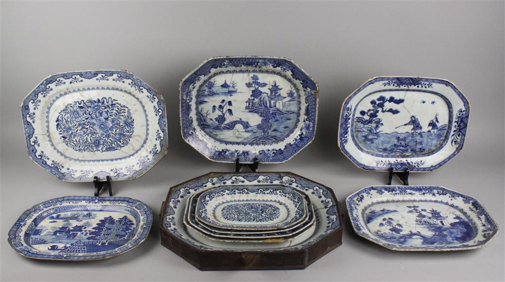 NINE CHINESE EXPORT BLUE AND