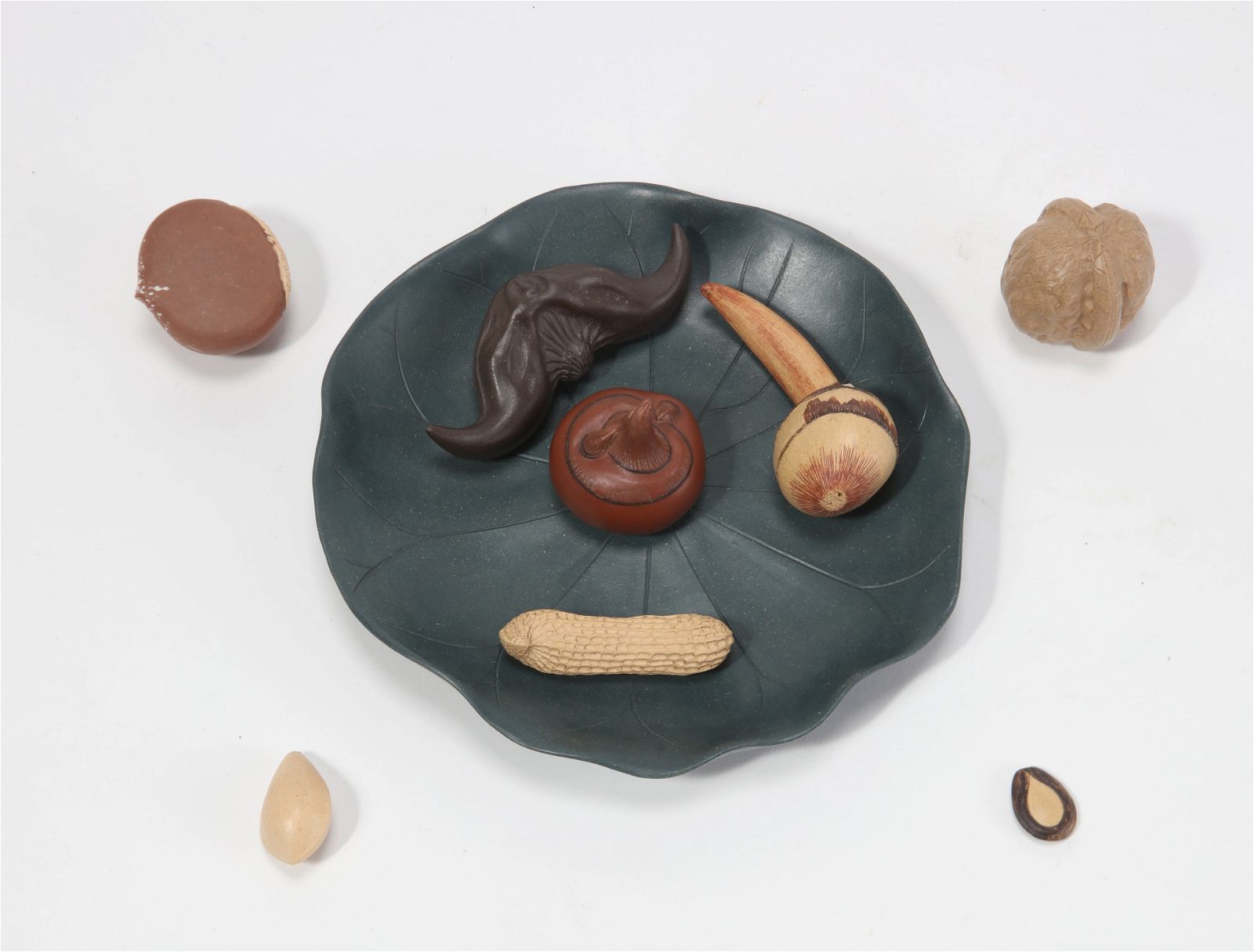 NINE CHINESE YIXING POTTERY DISH