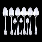NINE COIN SILVER SPOONS BY WIL