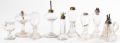 NINE COLORLESS GLASS WHALE OIL