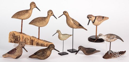 NINE CONTEMPORARY SHOREBIRD DECOYS,