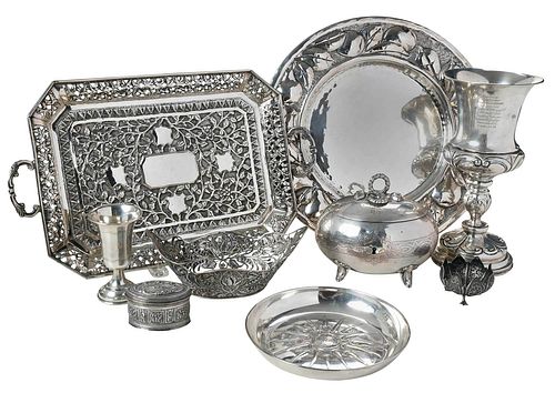 NINE CONTINENTAL SILVER ITEMS20th