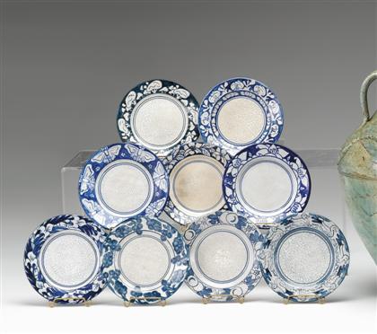 Nine Dedham pottery  bread plates