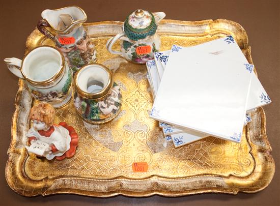 Nine Delft style tiles Meissen