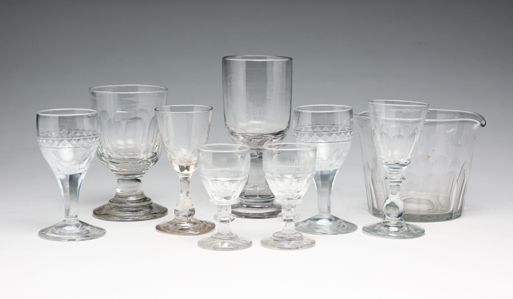 NINE ENGLISH CUT FLINT GLASS